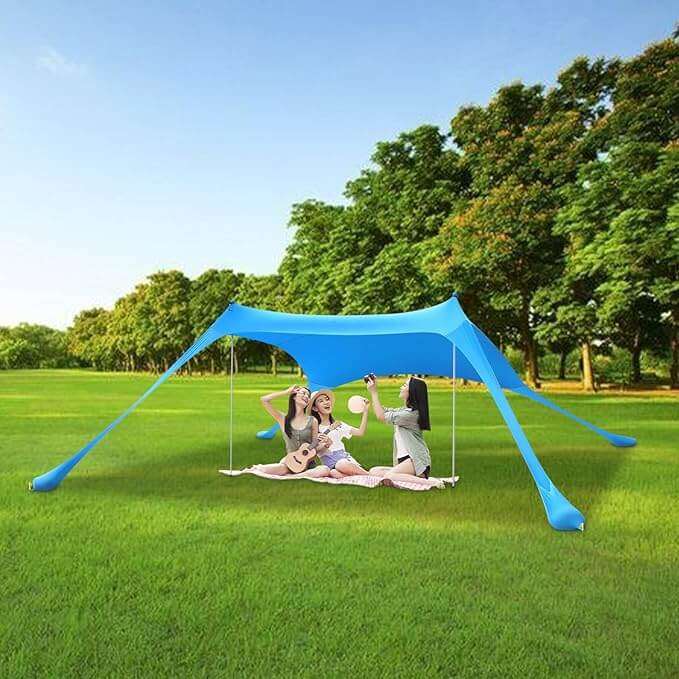 5 Pointed Aluminum Pop Up Beach Tent with Sand Anchor