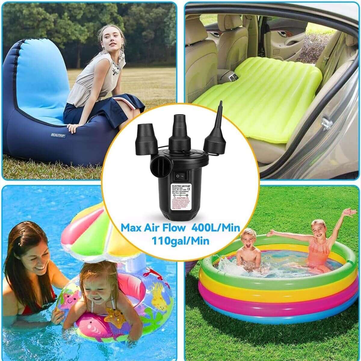 Portable Fast Inflatable Air Pump With 3 Nozzles