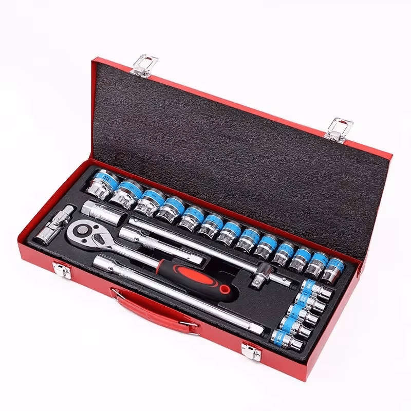 24Pcs 1/2" Socket Ratchet Wrench Combination Tool Kit Set