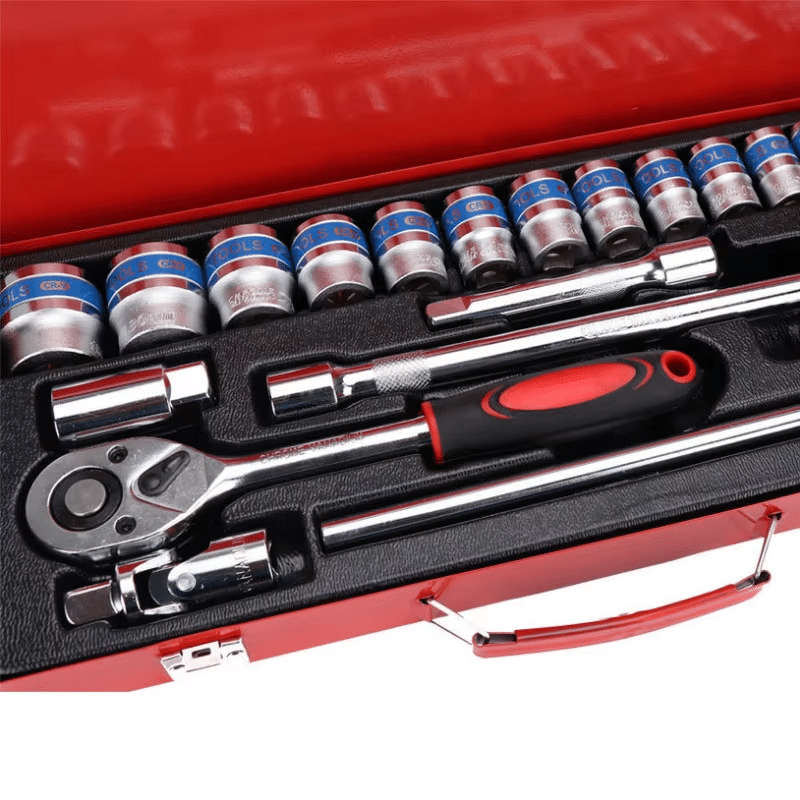 24Pcs 1/2" Socket Ratchet Wrench Combination Tool Kit Set