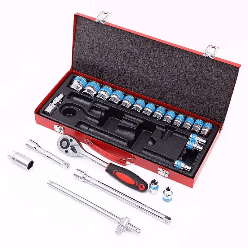 24Pcs 1/2" Socket Ratchet Wrench Combination Tool Kit Set
