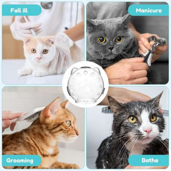 Cat Muzzle Dome Helmet - Small 13cm Anti-Bite Mask for Cats 2.5-5kg
