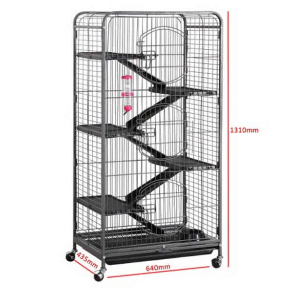 Small Animal 5 Tier Cage with Ramps &amp; Accessories (64x43.5x131cm)