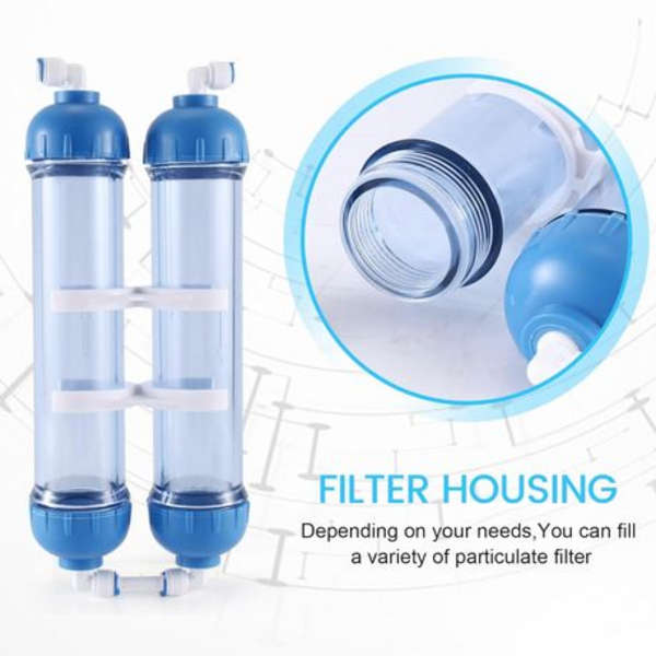 Dual Chamber Inline Resin/Carbon Housing for RO/DI Aquarium Systems