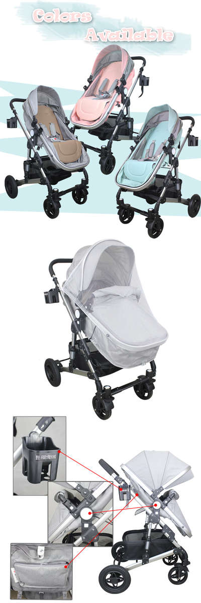 New *2019* Baby Stroller / Pram & Carry Cot Moses Basket Grey Color