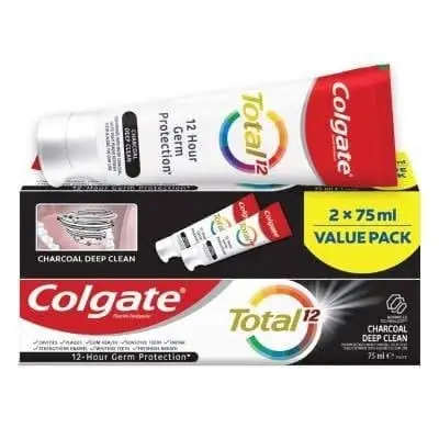 COLGATE TPASTE 2X75ML TOTAL CCOAL VP