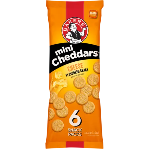 BAKERS MINI CHEDDARS 6X33G CHEESE
