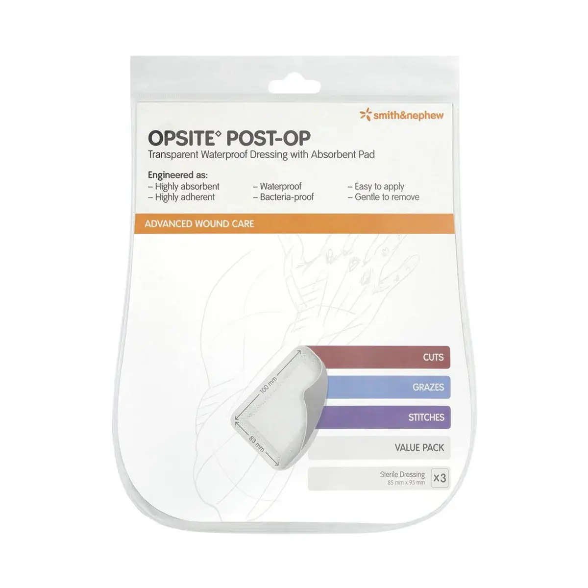 OPSITE POST-OP 95X85MM ENV 3