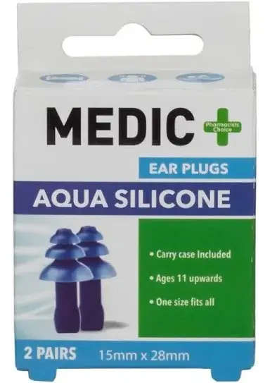 MEDIC EARPLUGS SILICONE AQUA 2 PAIRS