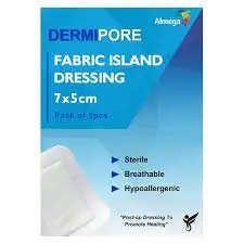 ALMEGA DRESSING FABRIC 5 7X5CM DERMIPORE