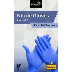 ALMEGA GLOVES NITRILE MED BLUE 5 PAIRS
