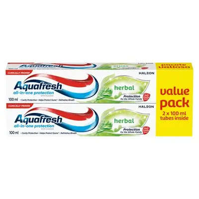AQUAFRESH TOOTHPASTE 2X100ML HERBAL