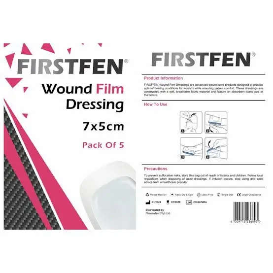 WOUND FABRIC DRESSING 7X5CM 5 FIRSTFEN
