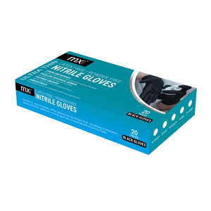 GLOVES MX EXAM NITRILE BLACK SMALL 20's
