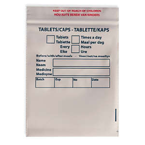 PILL BAG PLASTIC 75X90 AFR/ENG BLUE 1000