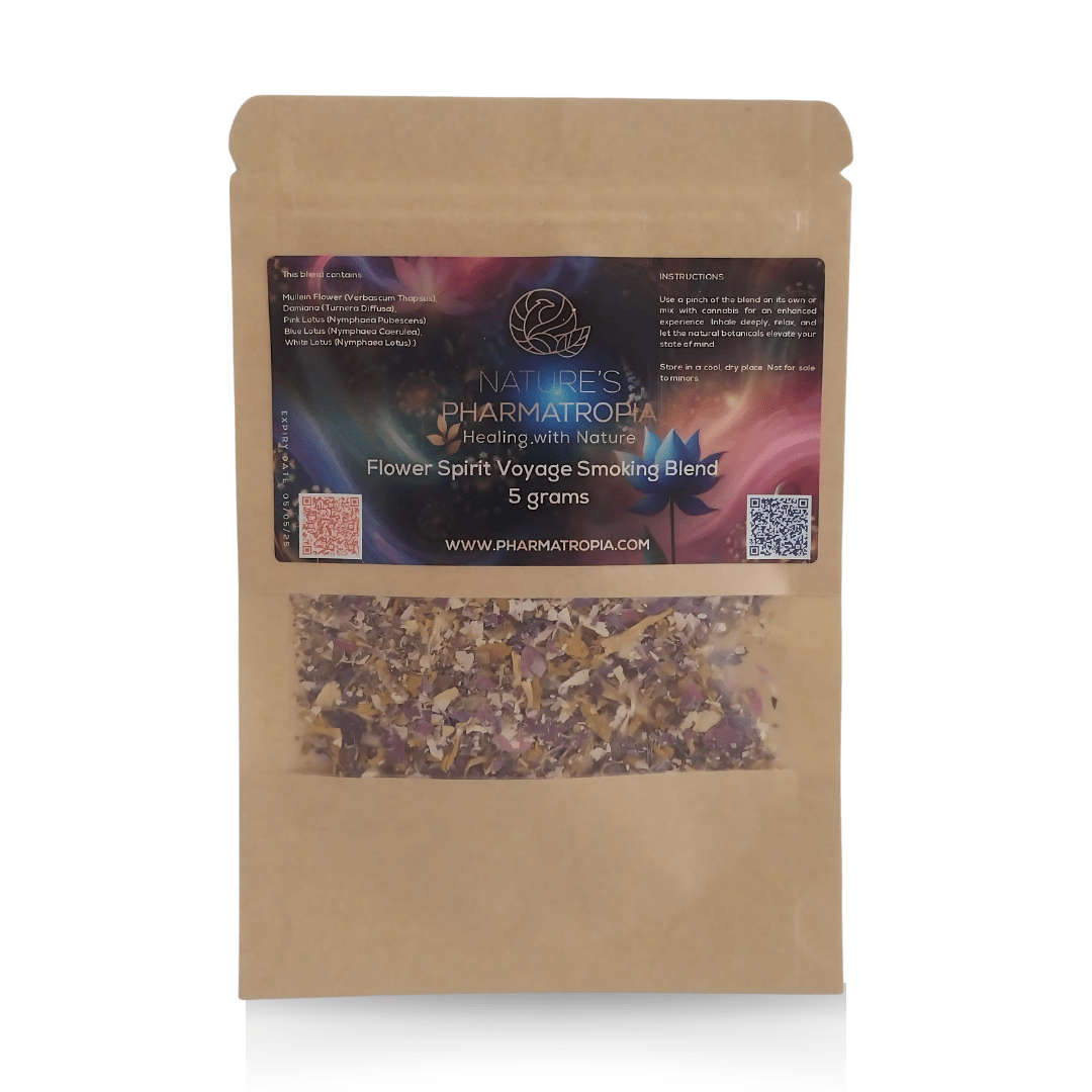 Flower Spirit Voyage Smoking Blend (Blue, Pink, White Lotus, Damiana, Mullein) 5g