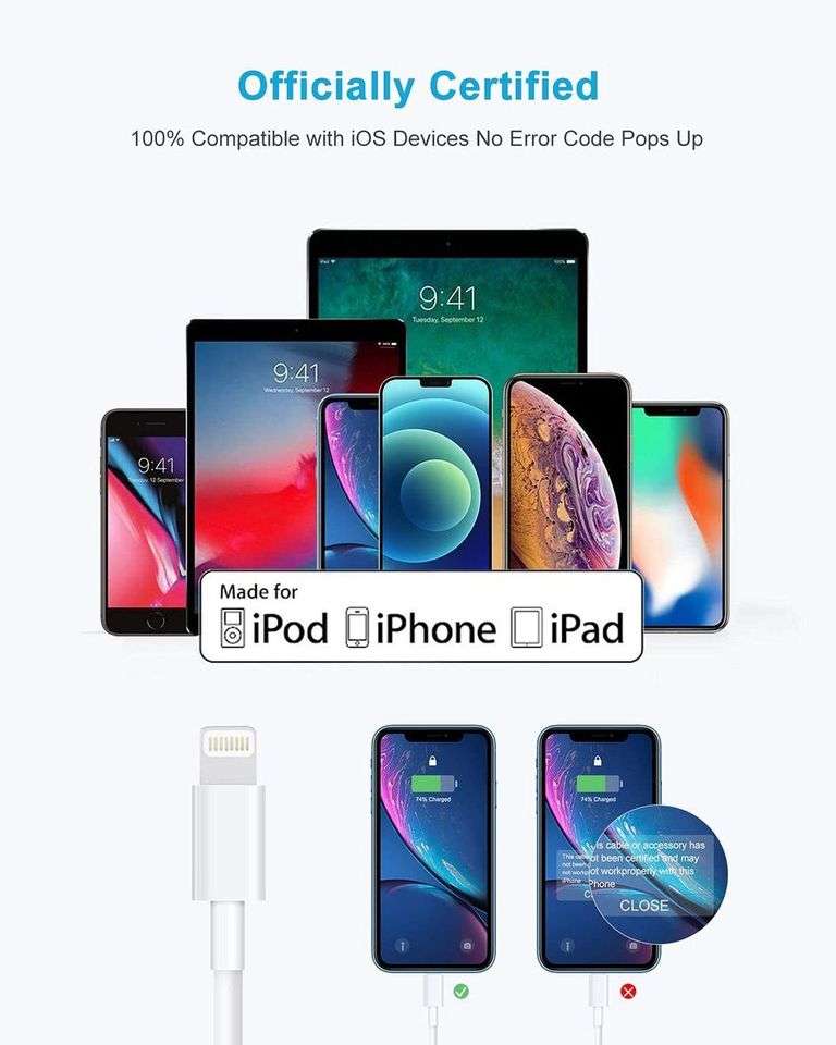 Fast Charging USB to Lightning Cable for iPhone / iPad (Generic)