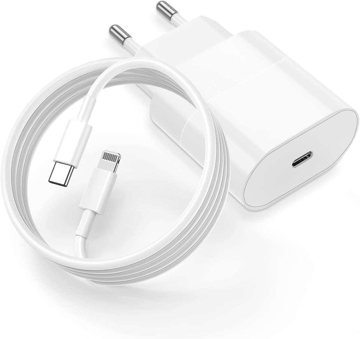 20W PD Fast Charger For iPhone with USB-C to Lightning Cable