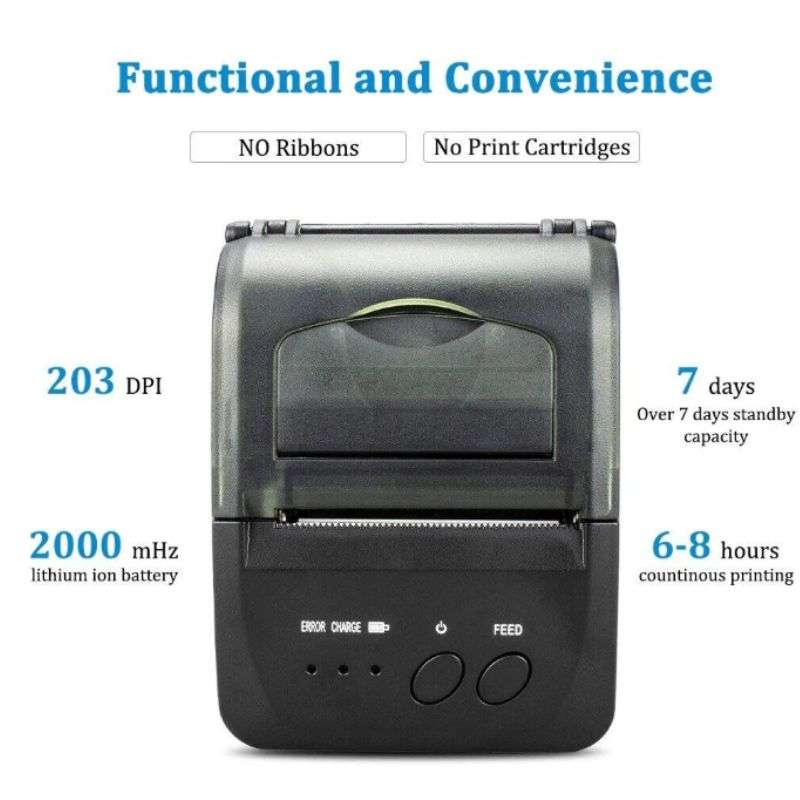 Andowl Portable Thermal Receipt Printer Q-P01 | POS Printer