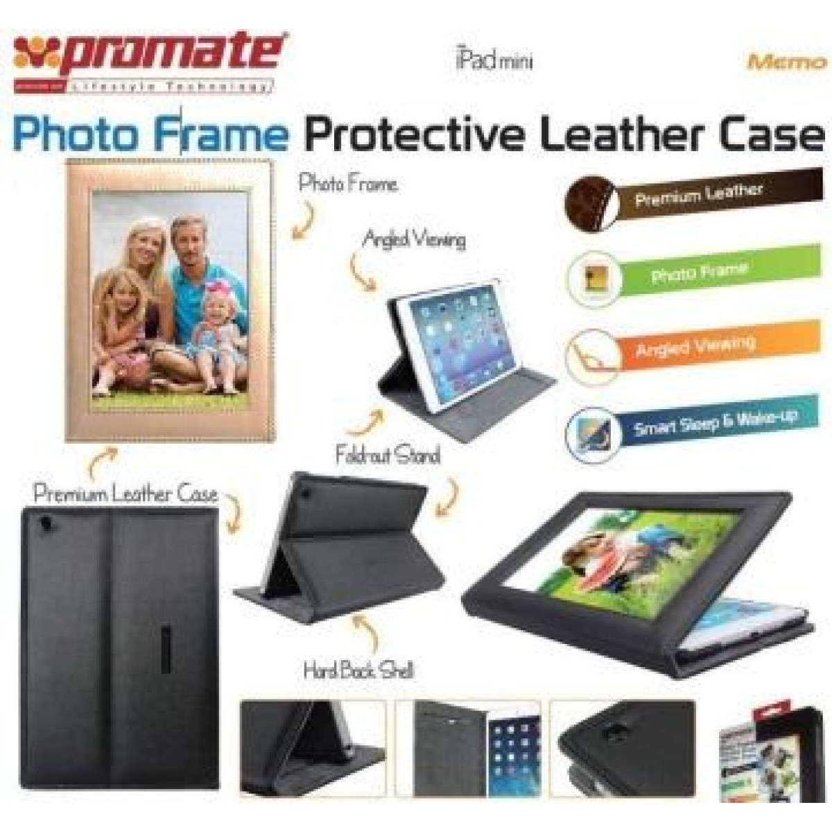 Promate Memo Photo Frame Protective Leather Case for IPad