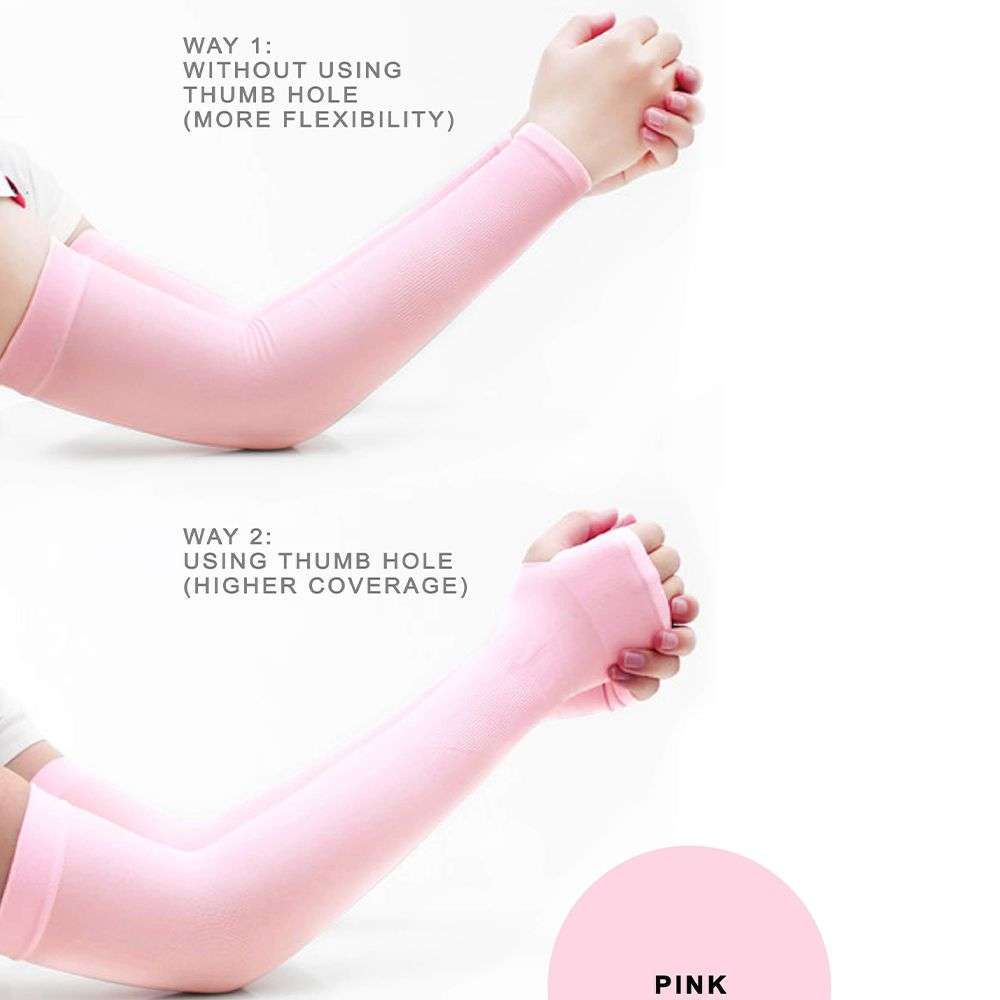 BUFFTEE Arm Sleeves - Compression Sleeves - Cool & Warm Sleeves -Soft Pink & Blue-Unisex
