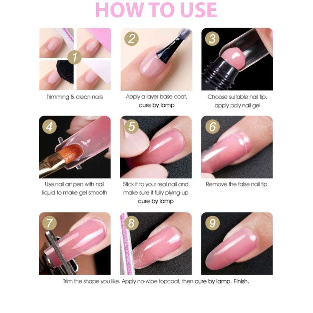 BUFFTEE Poly Gel Starter Kit- PolyGel Nail Extension Set With Led Lamp