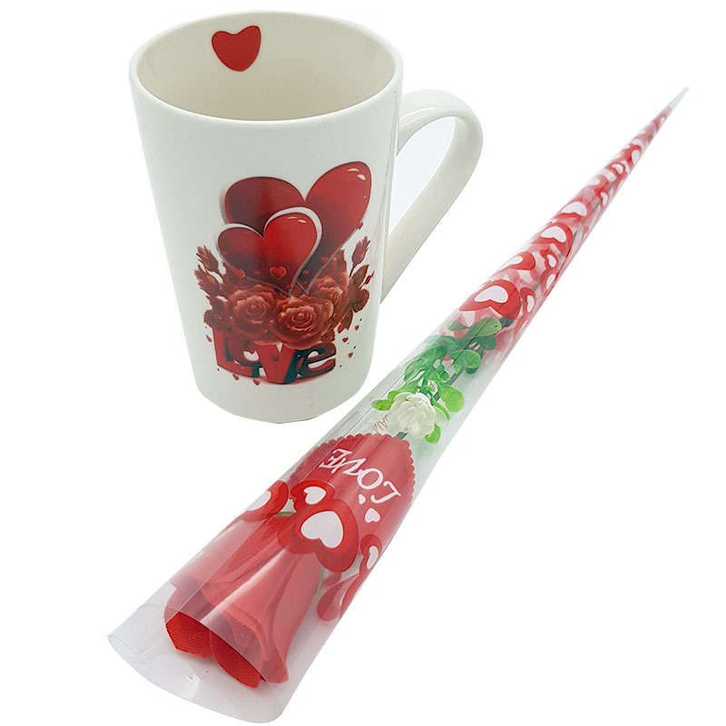Valentines day Mug & Rose Gift Set - Red