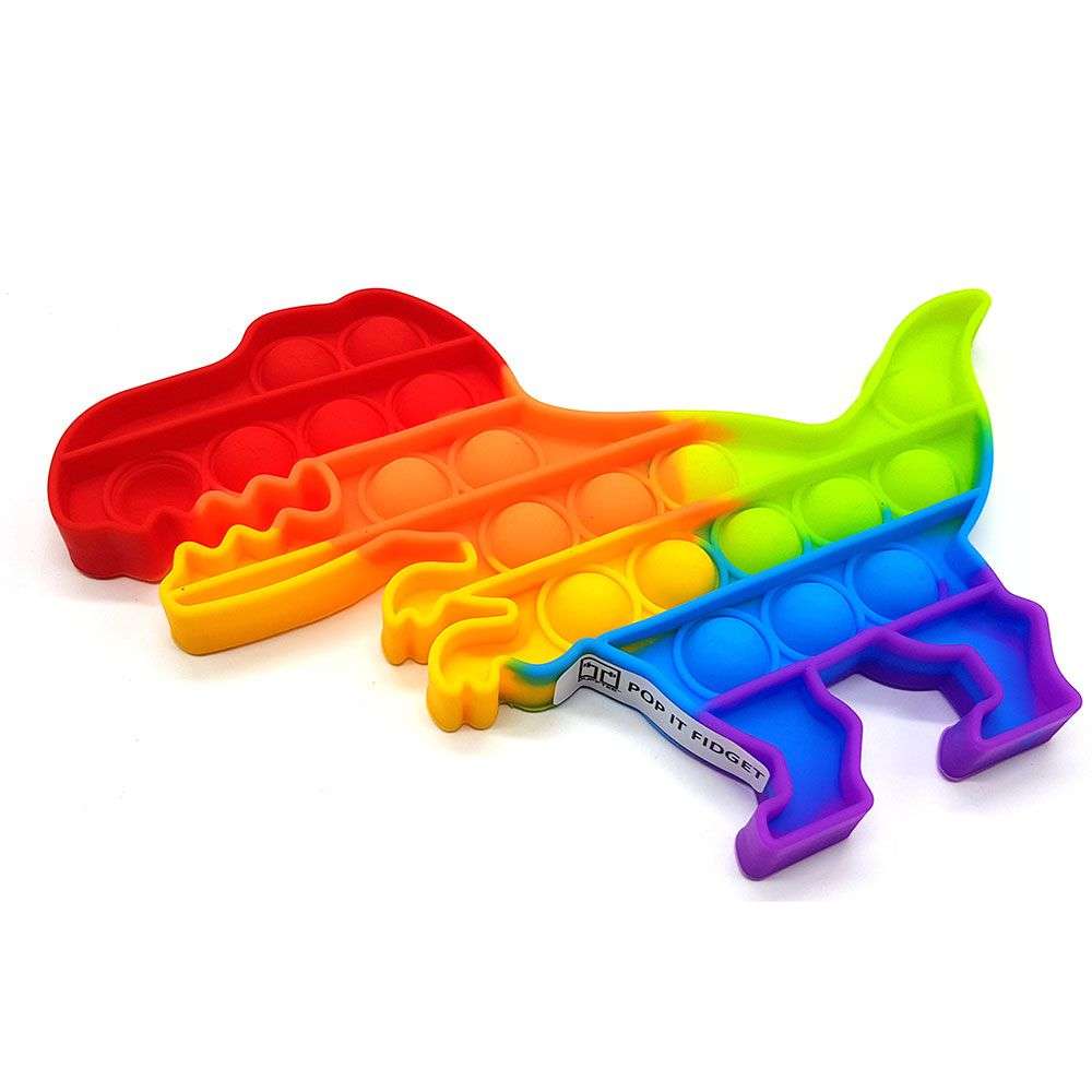 Pop It Fidget Toy Rainbow Popping Bubble Game-Dinosaur