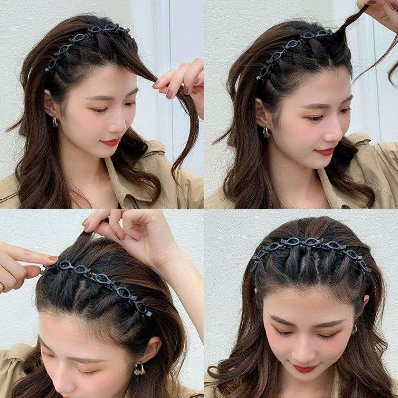 Bufftee Alice Band With Claw Clips - Alice band Hair Grip - Easy Braid Band