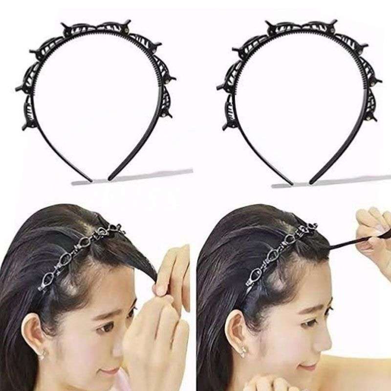 Bufftee Alice Band With Claw Clips - Alice band Hair Grip - Easy Braid Band