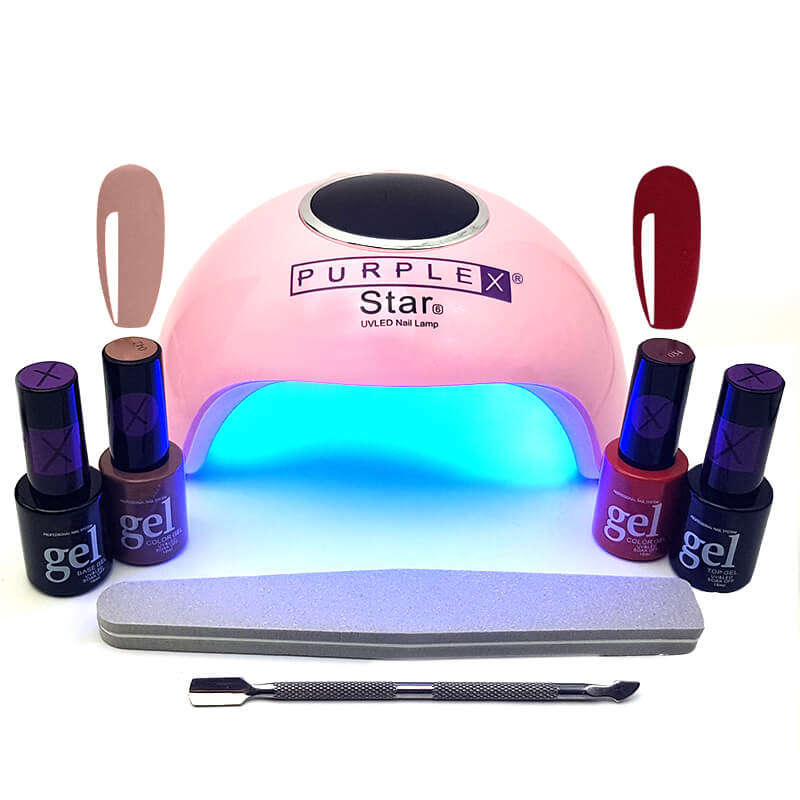 PurpleX Gel Nail Polish Starter Kit & Professional UV/LED Gel Nail Lamp
