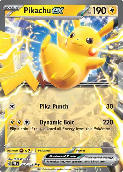 Pokemon Pikachu ex Paldea Evolved Double Rare  063/193 Holofoil