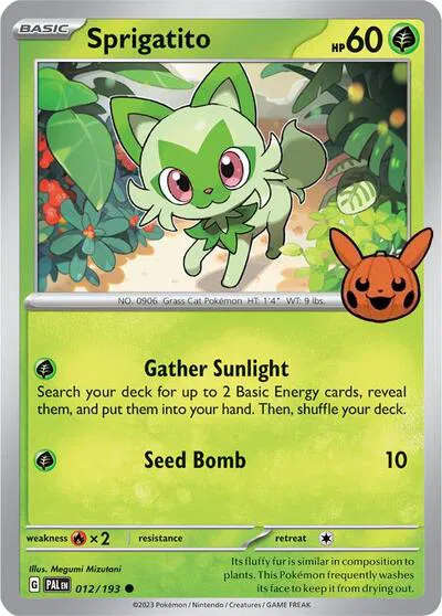 Pokemon Cards - Sprigatito 012/193 Trick or Trade BOOster Bundle 2024