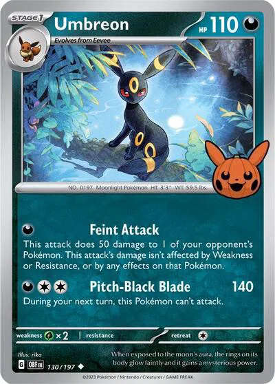 Pokemon Cards - Umbreon 130/197  Trick or Trade BOOster Bundle 2024