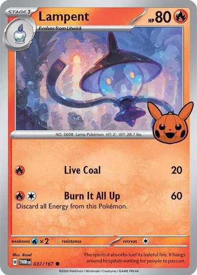 Pokemon Cards - Lampent 037/167 Trick or Trade BOOster Bundle 2024