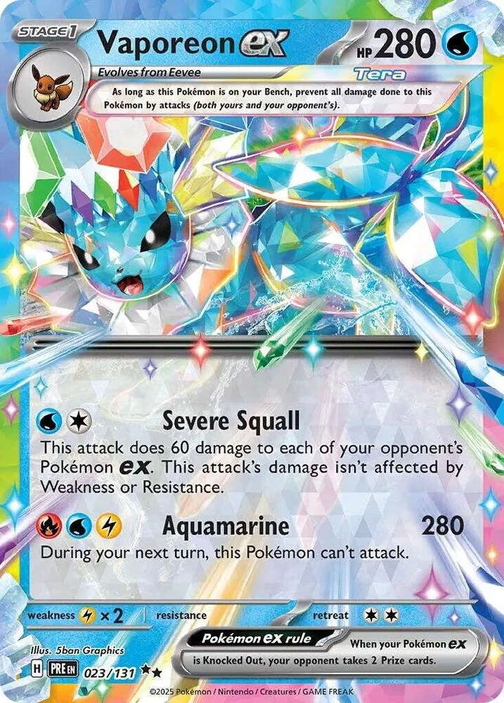 Pokemon - Vaporeon ex Prismatic Evolutions Double Rare 023/131 Holofoil