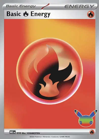 Basic Fire Energy - 010 (30th Celebration) MEE: Mega Evolution Energies Futuristic Rare 010 Holo