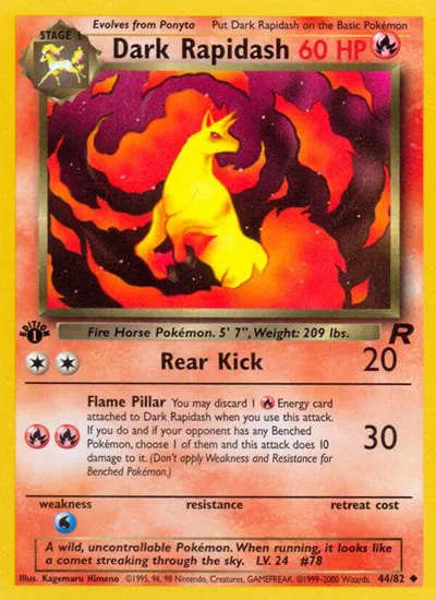 Pokemon Cards - Dark Rapidash 44/82 Heavily Played
