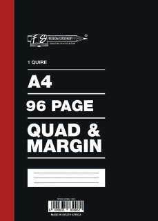 1 Quire - 96 Page A4 Counter Book Quad & Margin