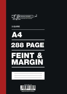3 Quire - 288 Page A4 Counter Book Feint & Margin (5 Pack)