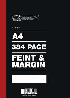 4 Quire - 384 Page A4 Counter Book Feint & Margin (3 Pack)