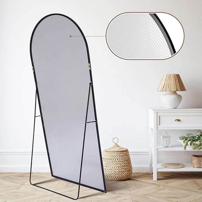 QandAHome-Rosendale 1.7m Black Arch Standing Mirror