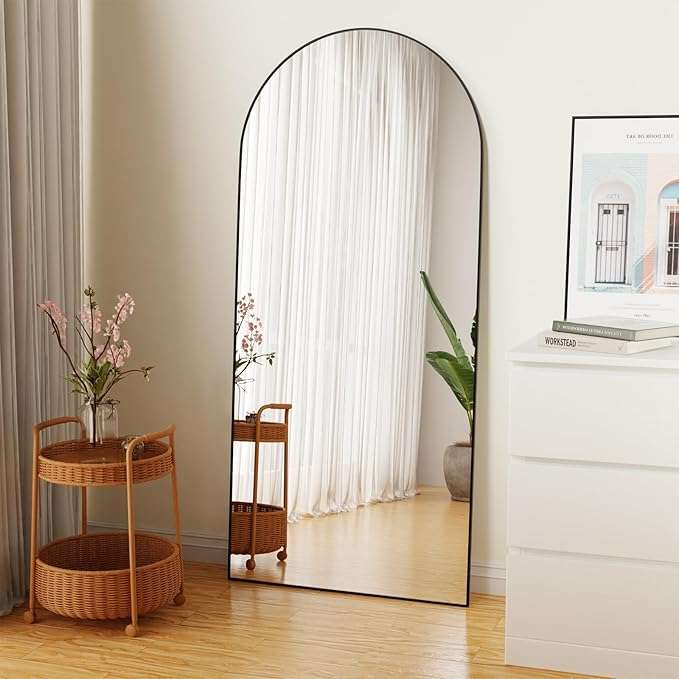 QandAHome-Rosendale 1.7m Black Arch Standing Mirror