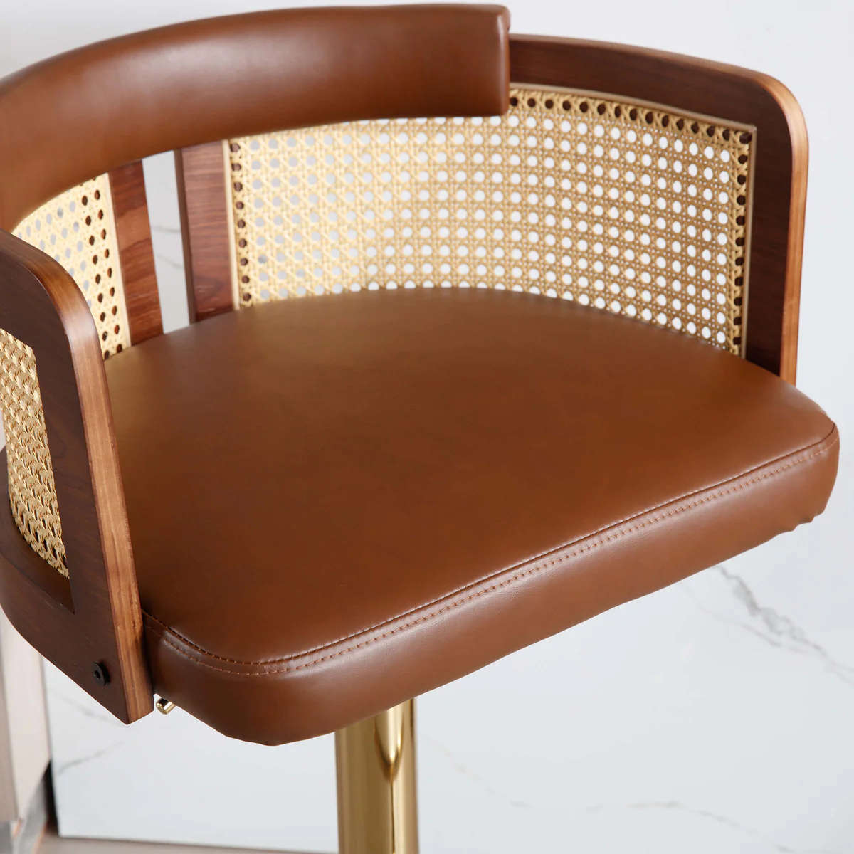 QandAHome-Brown Rattan Barstool