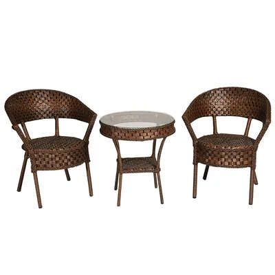 QandAHome-Hanover Brown 3-Piece Patio Set