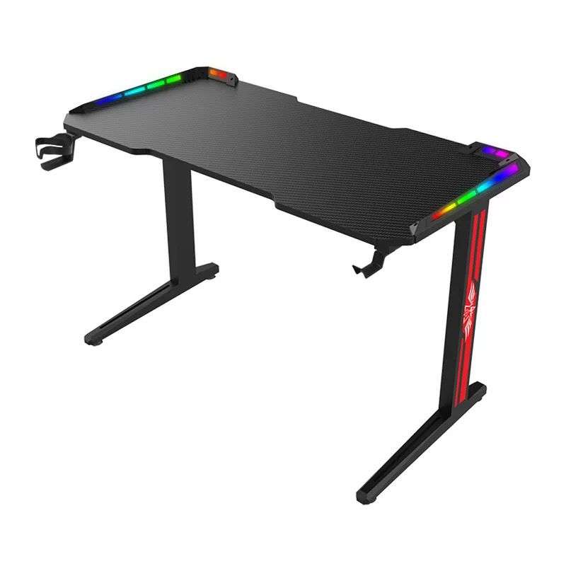 QandAHome-ESport LED Gaming Computer Study Desk - Black