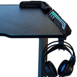 QandAHome-ESport LED Gaming Computer Study Desk - Black