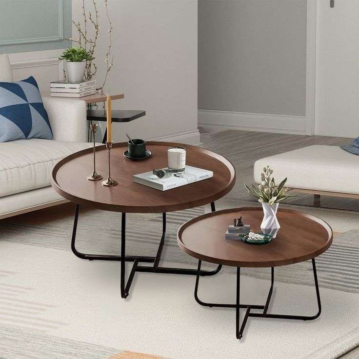 QandAHome-2 piece round coffee table