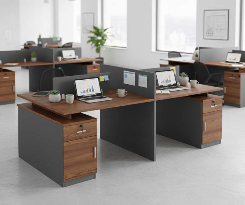 QandAHome-Nadia 2.4m 4 Seater Workstation
