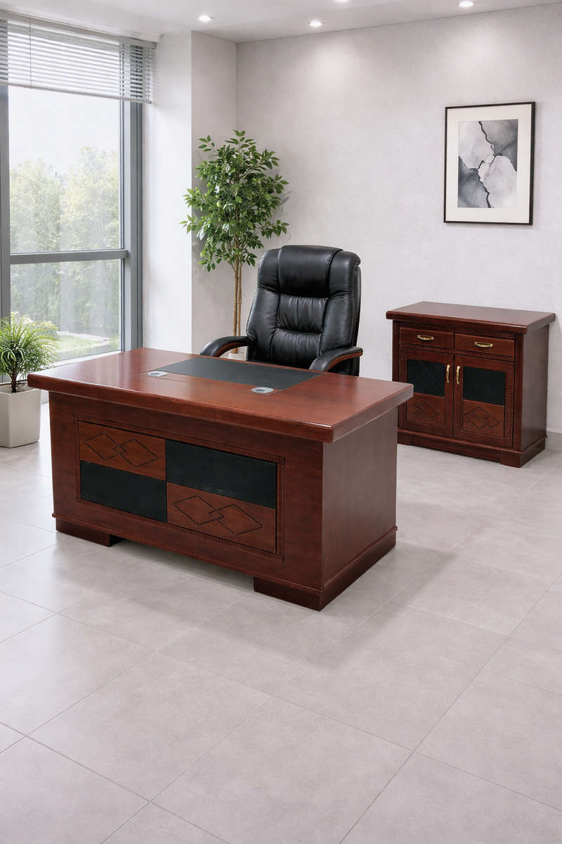 QandAHome Executive Mahogany 1.4m Office Table